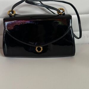 Judith Leiber Elegant Black Patent Leather Handbag